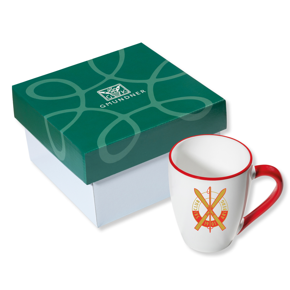 Gmundnertasse ROT mit SCA Logo im Geschenkkarton